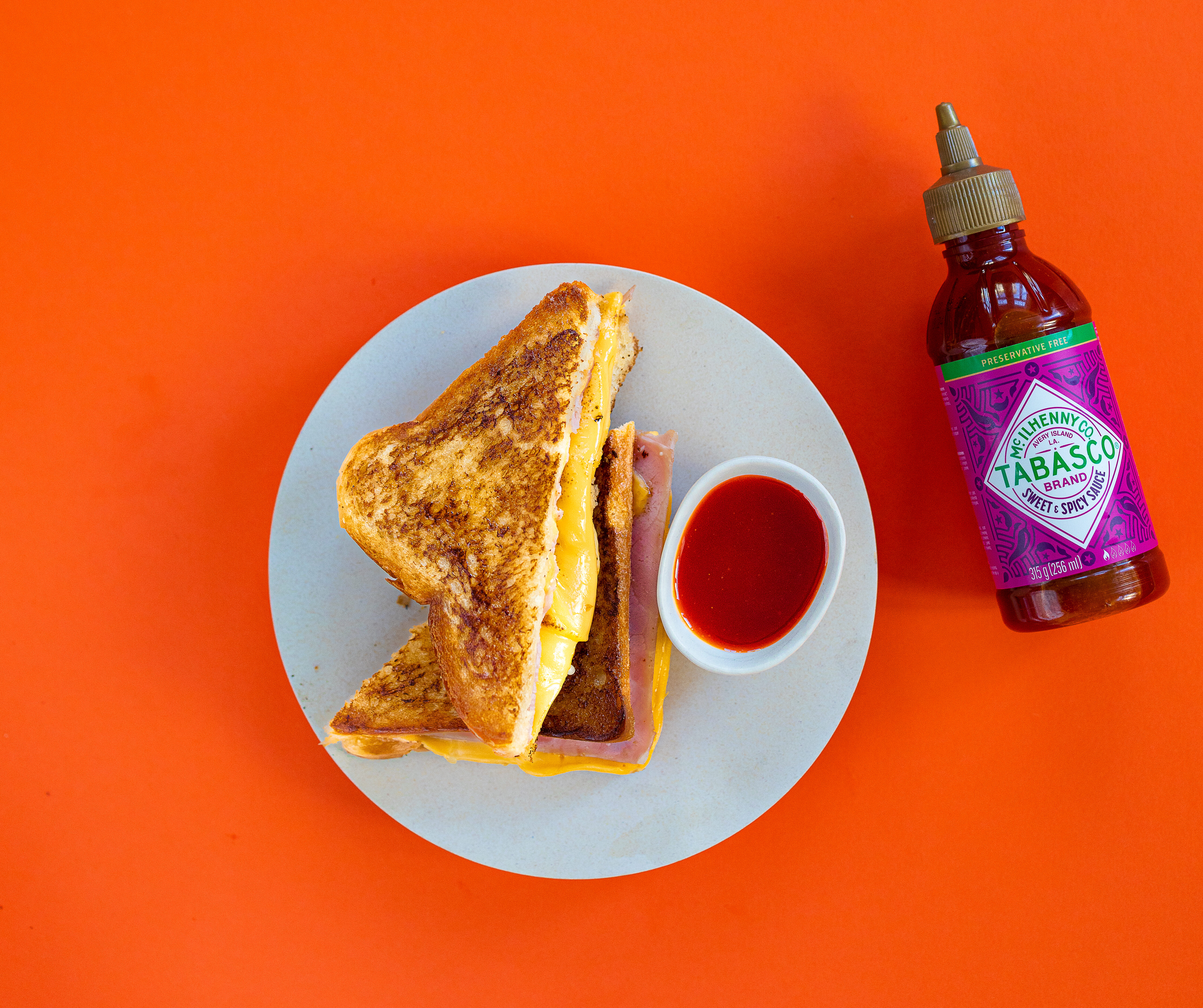 Miso Ham Cheese Sandwich with Sweet and Spicy Sauce